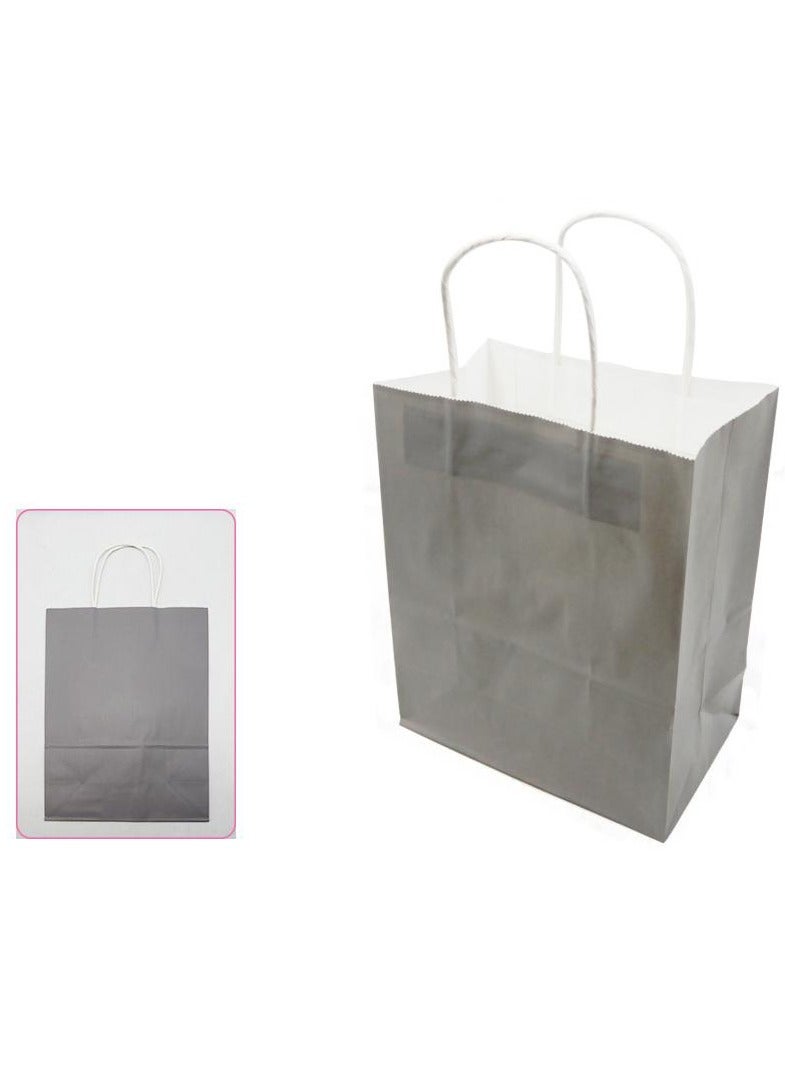 PARTY FUN Paper Gift Bag 10Pcs Pkt 12x25x33.5Cm Silver Color  - Image 3
