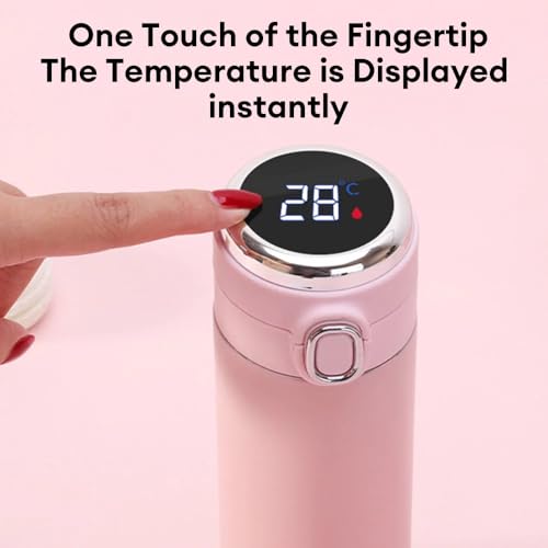 IKTU Vacuum Insulated Water Bottle with LED Temperature Display SUS304 Stainless Steel Flask for Office, School, Gym (Pink, 420 Ml) - Image 2