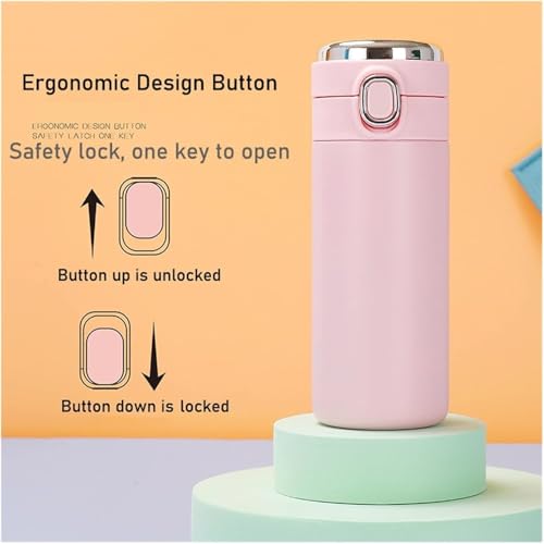 IKTU Vacuum Insulated Water Bottle with LED Temperature Display SUS304 Stainless Steel Flask for Office, School, Gym (Pink, 420 Ml) - Image 3