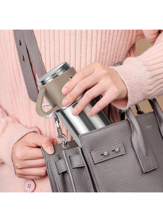 MOSH 500ml Stainless Steel Vacuum Thermos Flask with Silicone Handle – Insulated Water Bottle with 2 Stainless Steel Cups for Hot & Cold Drinks, Outdoor Travel Gift Box (1 Pack, Silver Beige) - Image 5