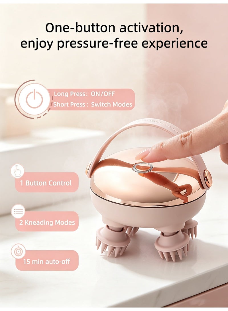 Naxifly Electric Scalp Massager, Naxifly Electric Cordless Hair Scalp Massager with 128 Massage Nodes, Handheld Head Scratcher Massager for Stress Relax and Pain Relief - Ideal Gifts for Women and Men - Image 3