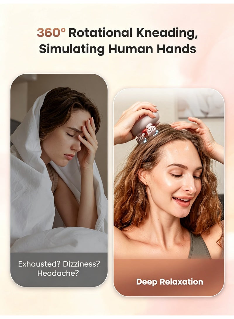 Naxifly Electric Scalp Massager, Naxifly Electric Cordless Hair Scalp Massager with 128 Massage Nodes, Handheld Head Scratcher Massager for Stress Relax and Pain Relief - Ideal Gifts for Women and Men - Image 2