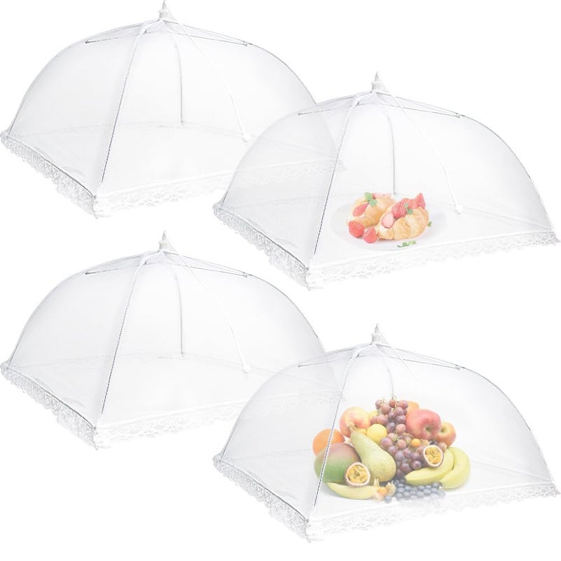 MEIYOUJU AM 4 Pack Mesh Food Covers Large and Tall 17x17 PopUp Encrypted Mesh Plate Serving Tents Reusable and Collapsible Food Tents Umbrella for Outdoors Parties Picnics BBQ