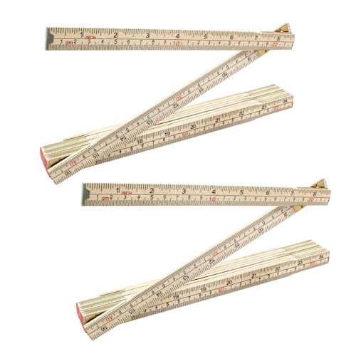 LifCratms 2 Pack Folding Wood Rulers, 6.6 Feet 2 Meters Wooden Foldable Ruler Double Sided with Inch and Metric Measurements for Carpenter Engineers Woodworking DIY Craft - Image 1