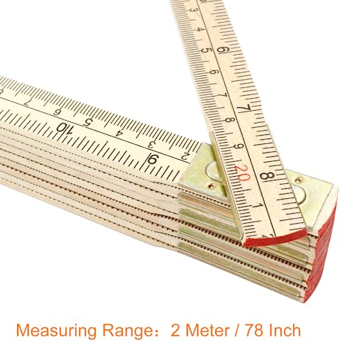 LifCratms 2 Pack Folding Wood Rulers, 6.6 Feet 2 Meters Wooden Foldable Ruler Double Sided with Inch and Metric Measurements for Carpenter Engineers Woodworking DIY Craft - Image 3