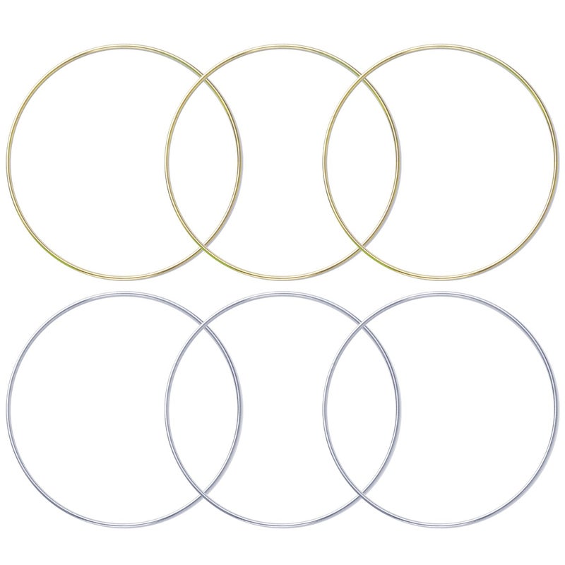 BronaGrand 6pcs Metal Rings Hoops Macrame Rings for Dream Catchers and Crafts,6 inch, Gold and Silver - Image 3