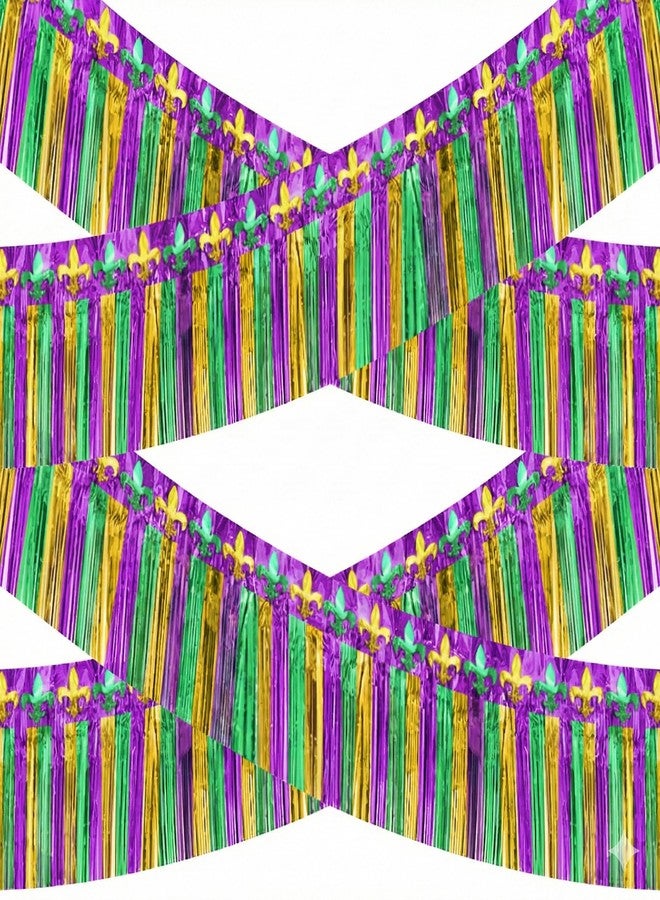HALOGATE Mardi Gras Decorations, 3 Pack 50Ft Foil Fringe Garland Tinsel Streamers, Purple Green Gold Metallic Hanging Backdrop Banner Table Skirts for Mardi Gras Birthday Party Parade Floats Car Wagon Decor - Image 1