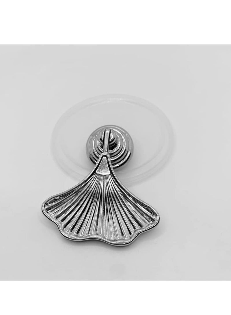 Cobest Knob Handles for Furniture, Silver Drop Pendant Pull Handle Fashion Ginkgo Leaf Shape Dresser Knobs for Kitchen Bathroom Cabinet Door Drawer 4 pcs - Image 4
