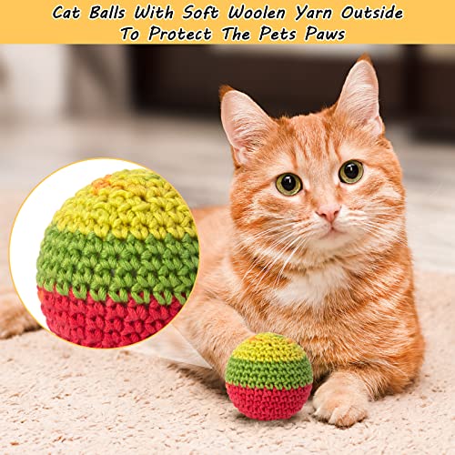 Retro Shaw Cat Toys Balls, Woolen Yarn Cat Ball Toy with Bell Inside, Kitten Toys for Indoor Cats Kitty, Interactive Cat Nip Chew Toys for All Pet Breed 6 Pack - Image 2