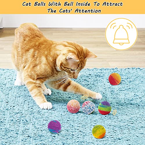 Retro Shaw Cat Toys Balls, Woolen Yarn Cat Ball Toy with Bell Inside, Kitten Toys for Indoor Cats Kitty, Interactive Cat Nip Chew Toys for All Pet Breed 6 Pack - Image 3