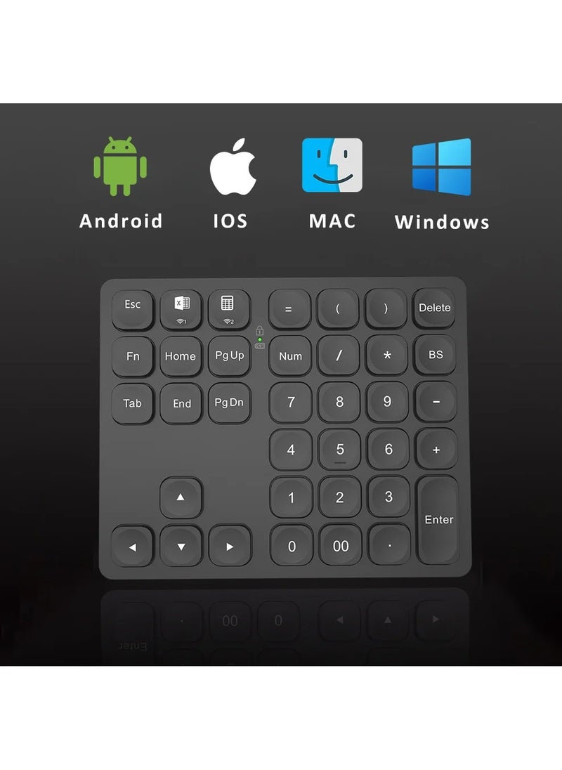 EVEREEN - BOW Dual Bluetooth Numeric Keyboard Rechargeable Wireless Number Numpad for iPad Laptop Windows ios Slinet Digital Keyboard - Image 1