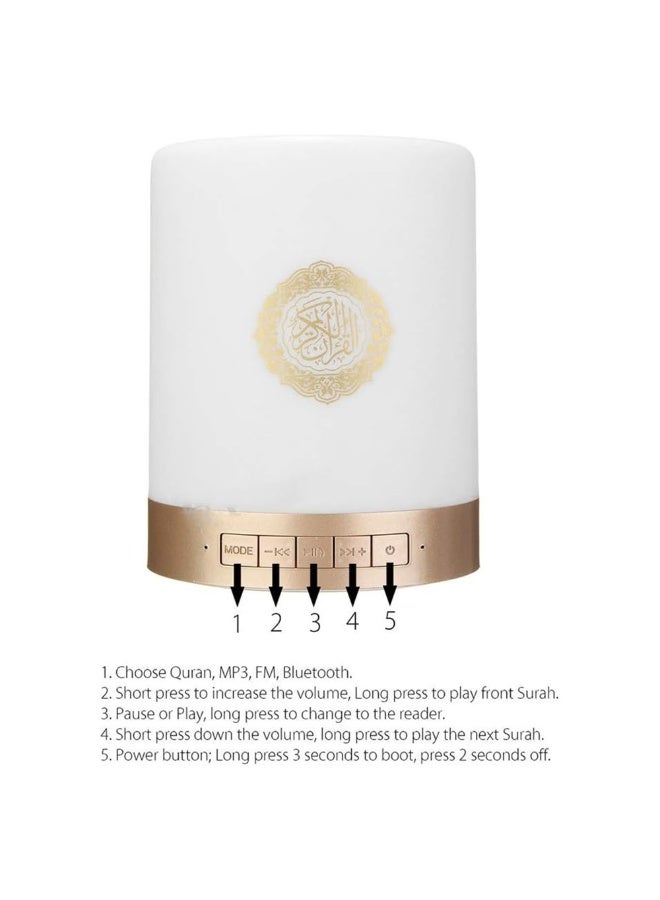 Smart Quran Speaker Lamp – Bluetooth, FM Radio, Word-by-Word Translation in 18 Languages, Fast Surah Collection, Tafseer Audio, Hadiths, Nasheeds, Night Lamp with 7 Colors – App & Remote Control - Image 4