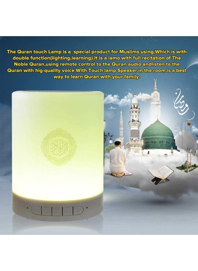 Smart Quran Speaker Lamp – Bluetooth, FM Radio, Word-by-Word Translation in 18 Languages, Fast Surah Collection, Tafseer Audio, Hadiths, Nasheeds, Night Lamp with 7 Colors – App & Remote Control - Image 5