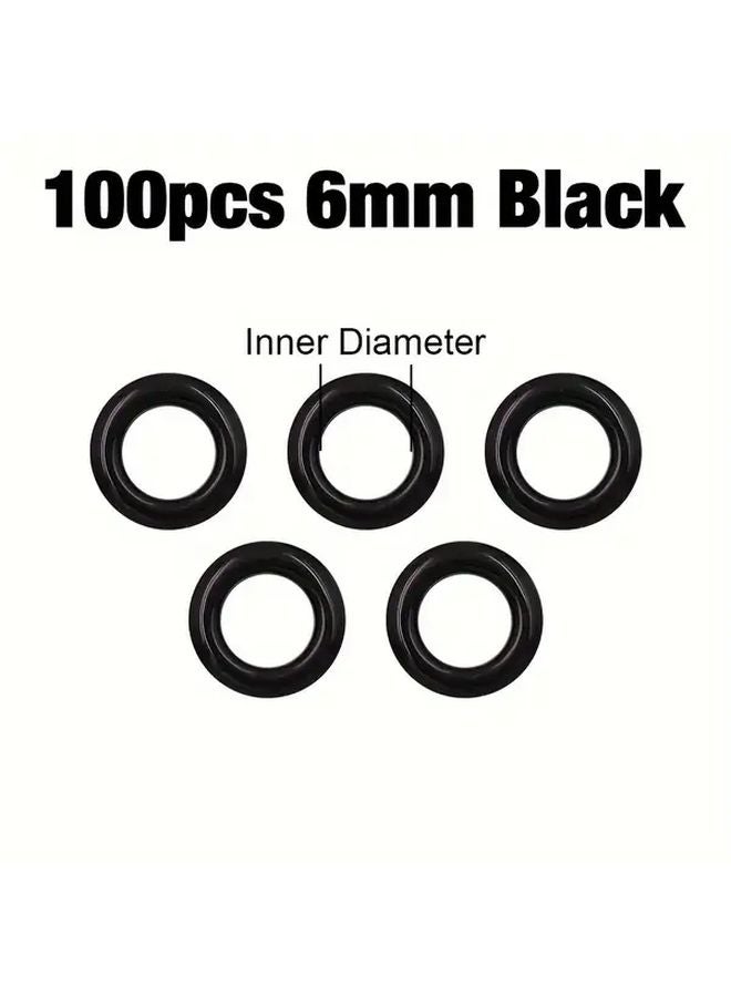 100 Sets 6mm Black Metal Eyelets Grommets For Leathercraft DIY Shoes Belt Bag - Image 1