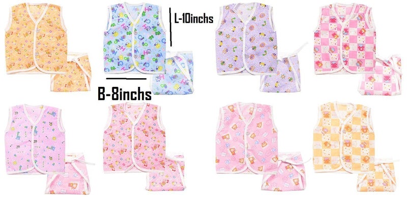 FARETO Jhabla Set Pack Of 8 Pcs With 8 Nappies (0-5Months) (Assorted) - Image 2