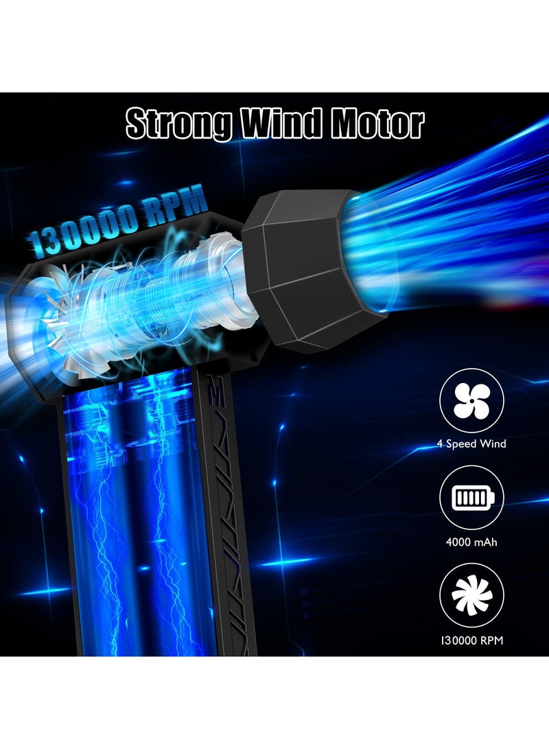 Generic Jet Dry Mini Blower, 130000 RPM Portable Mini Jet Dry Blower, 4 Speeds Adjustable Electric Air Duster With LED Light for Computer Keyboard,Outdoors,Car,Home  - Image 2
