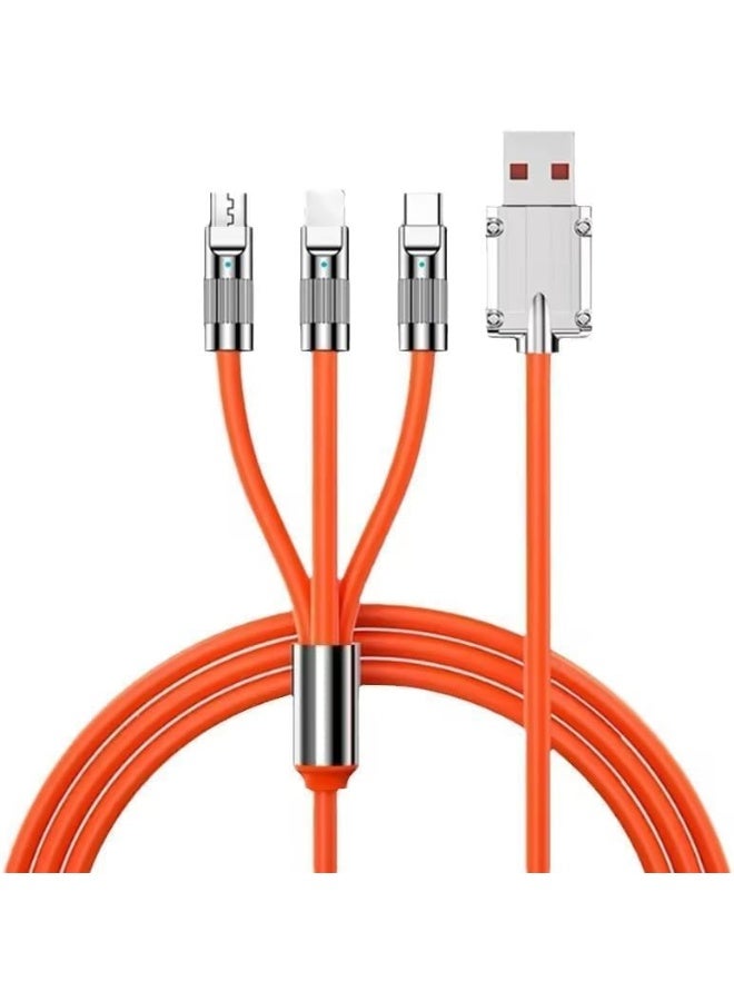 م اكس م كابل شحن متعدد للهواتف المحمولة (3 في 1)، 120 وات، 6 أمبير، النوع C، Micro USB، النوع B، 1.2 متر، سبائك الزنك (مجموعة واحدة) - Image 1