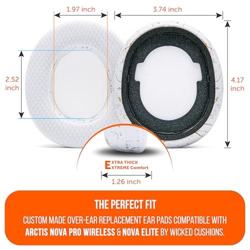 WC Freeze Nova Pro Wireless - Cooling Gel Earpads for Arctis Nova Pro Wireless & Nova Elite (Doesn’t Fit Other Models), by Wicked Cushions, Extra Thick & Comfortable | Gold Marble - Image 5