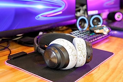 WC Freeze Nova Pro Wireless - Cooling Gel Earpads for Arctis Nova Pro Wireless & Nova Elite (Doesn’t Fit Other Models), by Wicked Cushions, Extra Thick & Comfortable | Gold Marble - Image 3