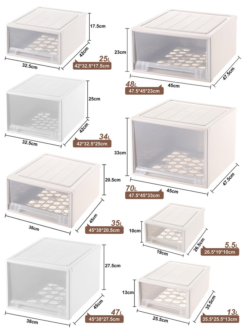Ollieroo Beige Plastic Drawer Storage Box – PP Organizer with Pull-Out Drawer for Closet, Desk, and Bedroom Storage, Compact and Versatile Container for Clothes, Cosmetics, and Accessories, 35.5 × 25.5 × 13 cm - Image 3