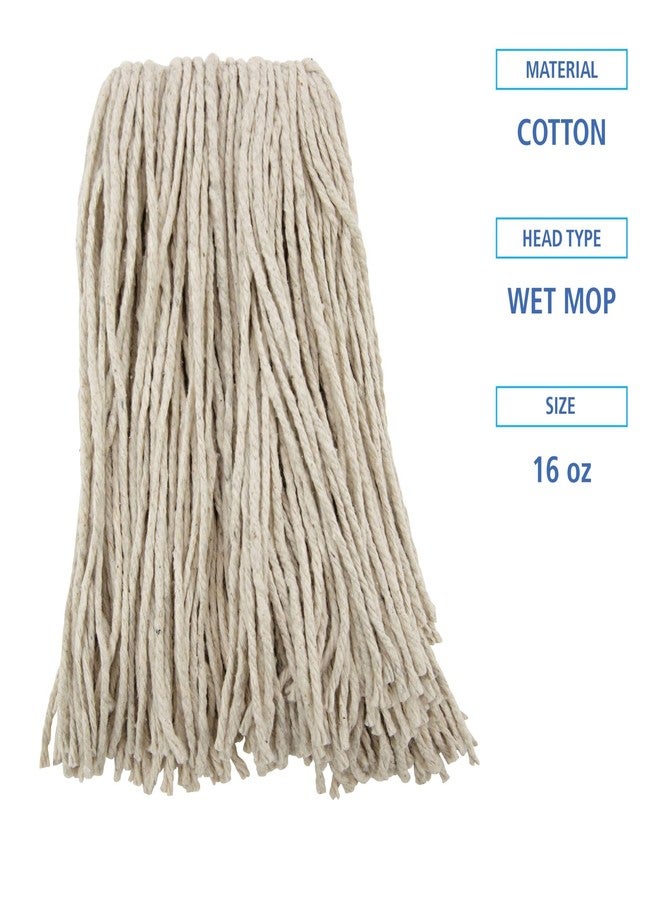 Boardwalk Premium Cut-End Wet Mop Heads, Cotton, 16oz, White, 12/Carton - Image 2