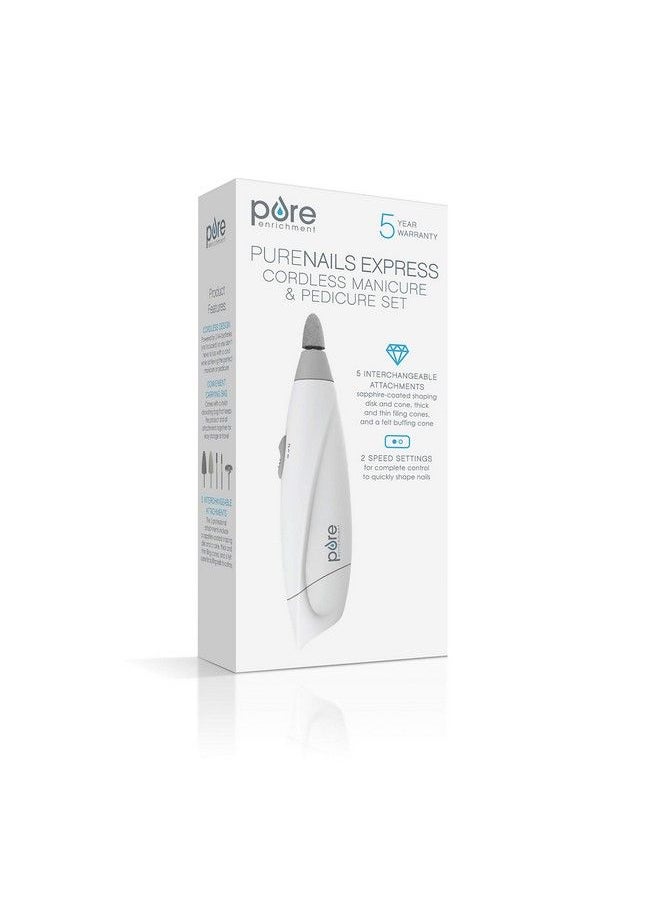 Pure Enrichment - Purenails Express Cordless Manicure And Pedicure System Portable Batterypowered Nail File With 5 Interchangeable Attachments 2 Speeds And Storage Bag Ideal For Travel & Home - Image 1