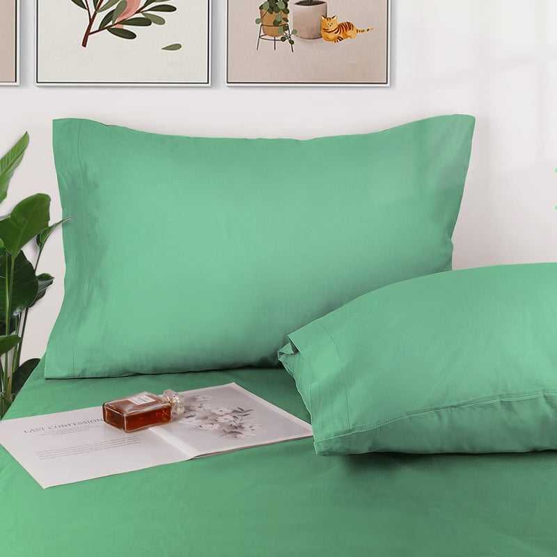 LIREX 2 Pack Plagow Cases 100 ٪ Cotton Cotton Breattable Plowscases 20 "× 30" "Queen Size Light Green - Image 2