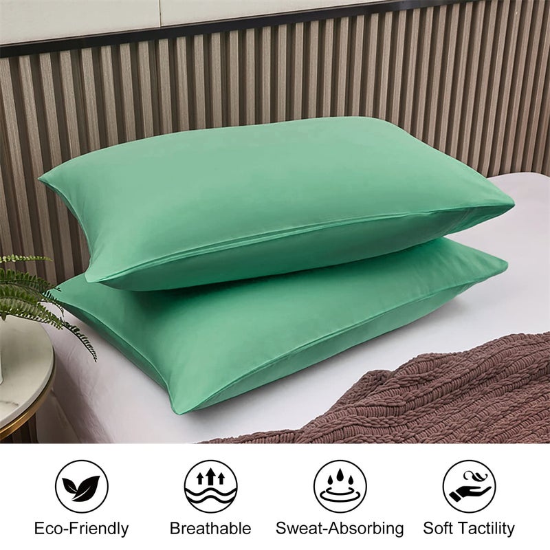LIREX 2 Pack Plagow Cases 100 ٪ Cotton Cotton Breattable Plowscases 20 "× 30" "Queen Size Light Green - Image 3