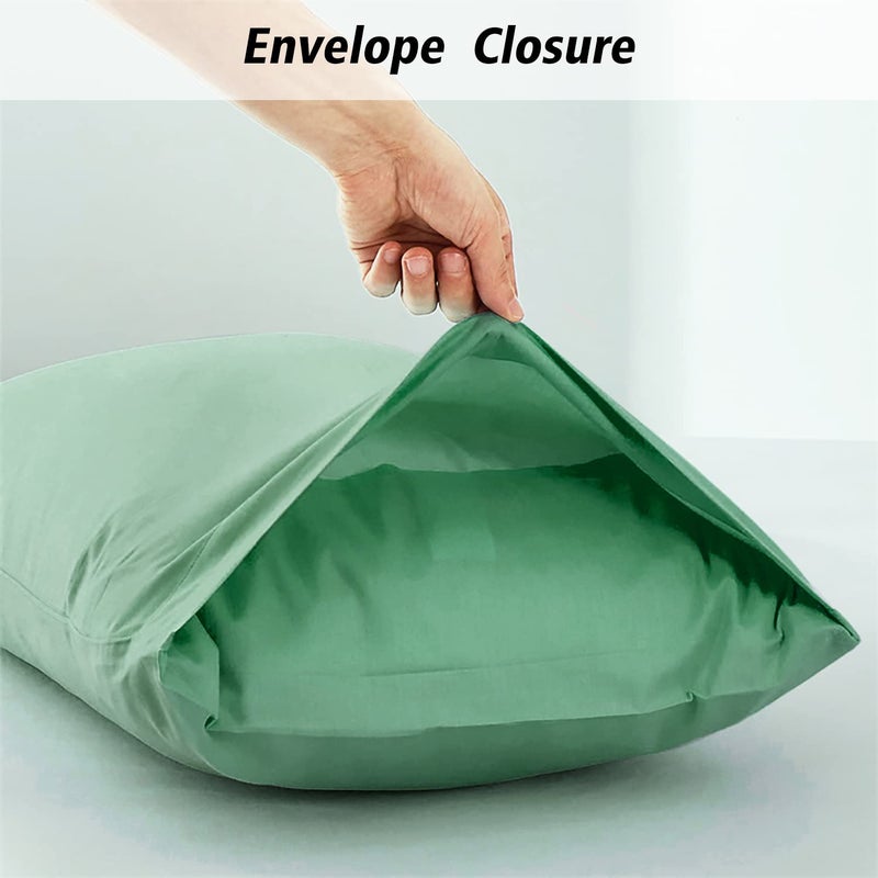 LIREX 2 Pack Plagow Cases 100 ٪ Cotton Cotton Breattable Plowscases 20 "× 30" "Queen Size Light Green - Image 4