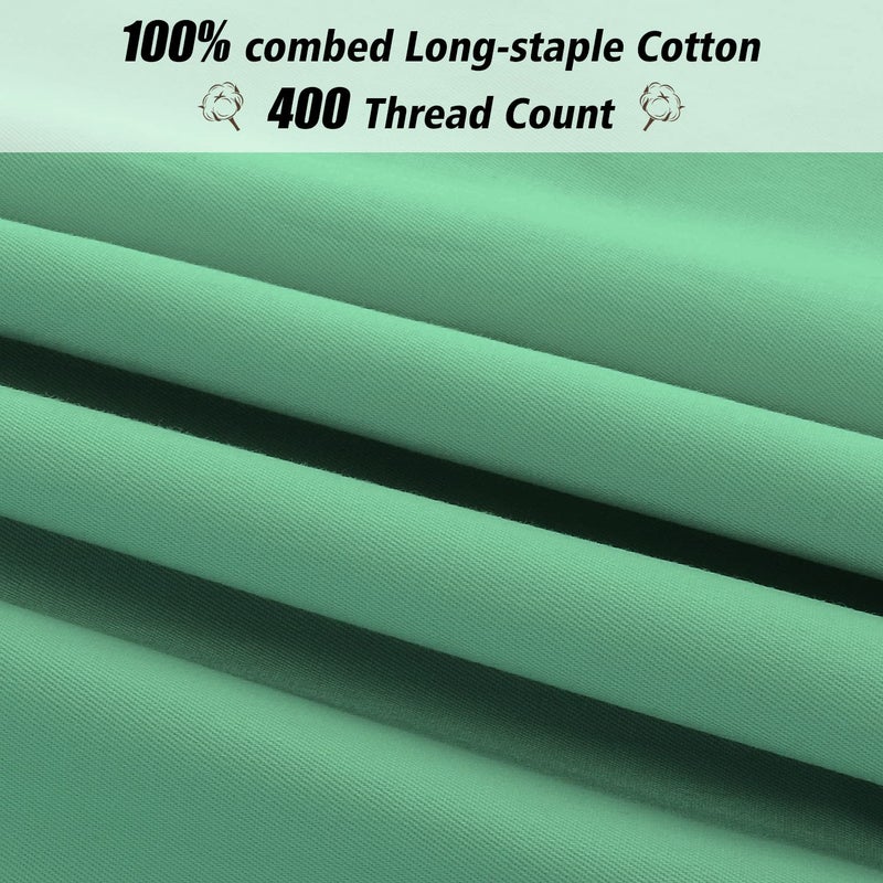 LIREX 2 Pack Plagow Cases 100 ٪ Cotton Cotton Breattable Plowscases 20 "× 30" "Queen Size Light Green - Image 5