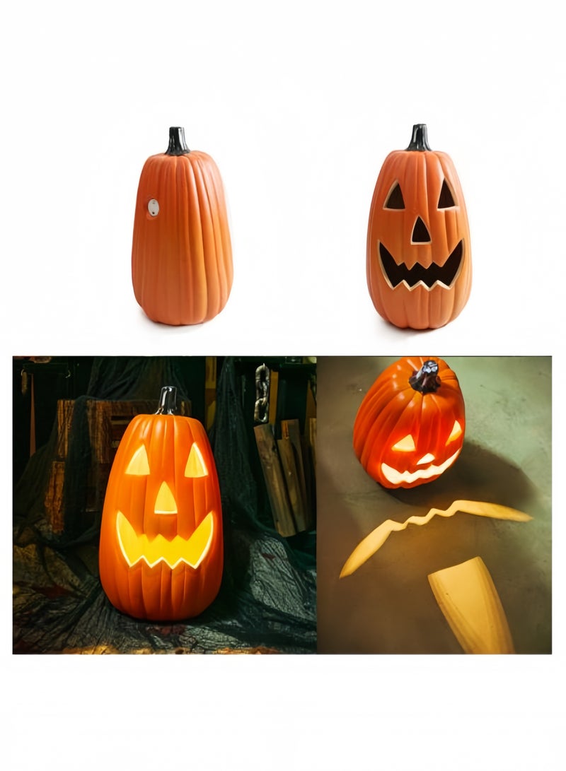 GGEROU Halloween Jack O Lantern Artificial Pumpkin Light LED Pumpkin Lantern Decorative Halloween Prop for Garden Patio Front Door Decor(B) - Image 3