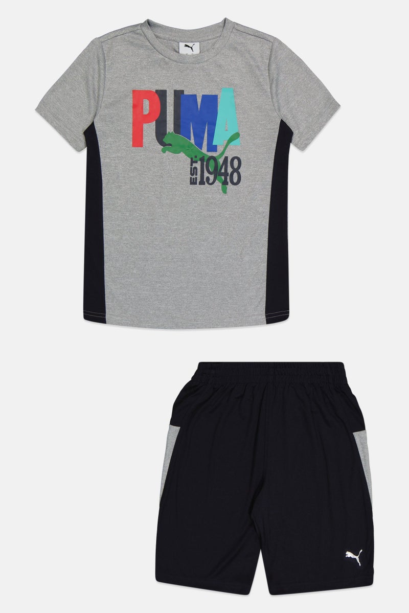 PUMA Kids Boy 2 Pieces Brand Logo T-Shirt And Shorts Set, Multicolor - Image 2
