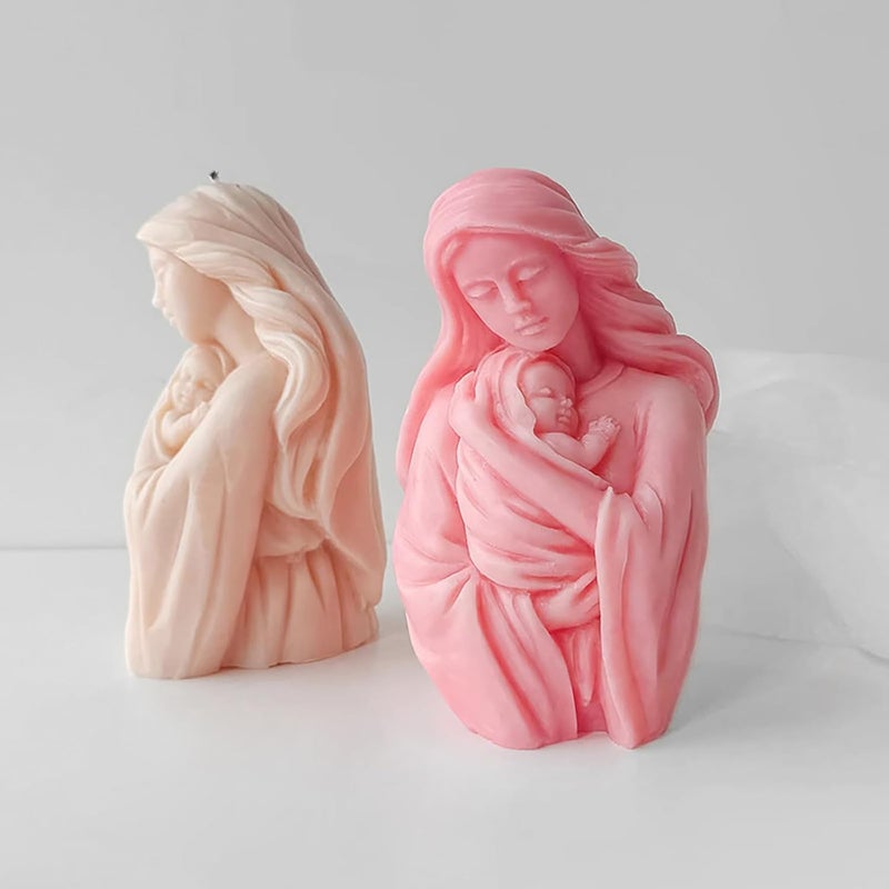 FirstTry Blessed Virgin Mary with Baby Jesus Statue Candle Mold I Madonna & Child Silicone Scented Sculpture Mould I for Handmade Ornament Cake Décor Aromatherapy Soap Resin Casting Art Craft Making - Image 5