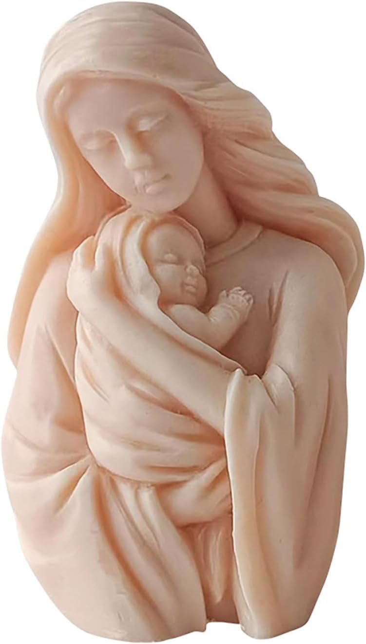 FirstTry Blessed Virgin Mary with Baby Jesus Statue Candle Mold I Madonna & Child Silicone Scented Sculpture Mould I for Handmade Ornament Cake Décor Aromatherapy Soap Resin Casting Art Craft Making - Image 3