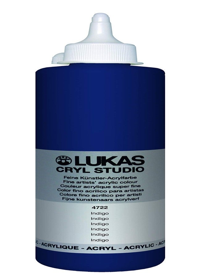 Lukas CRYL Studio Artist Acrylic Paint, Indigo, 500 ml Bottle - High Pigment Acrylic Paints for Canvas Painting, Large Scale Works - Medium-Viscosity, Water-Mixable, Fast Drying - Image 1
