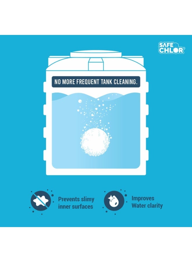 Safe Chlor Tab 1000 | Chlorine Tablets for Water Tanks of 1000 Ltrs, Overhead & Underground Water Tanks; Water Purification Tablets Kills Bacteria and Prevents Algae; Pack of 50 Tablets for 50000 Ltrs - Image 4