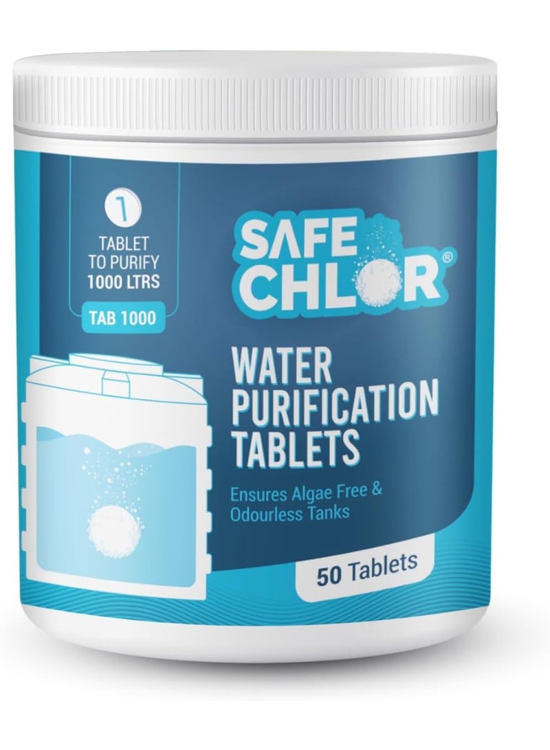 Safe Chlor Tab 1000 | Chlorine Tablets for Water Tanks of 1000 Ltrs, Overhead & Underground Water Tanks; Water Purification Tablets Kills Bacteria and Prevents Algae; Pack of 50 Tablets for 50000 Ltrs - Image 3