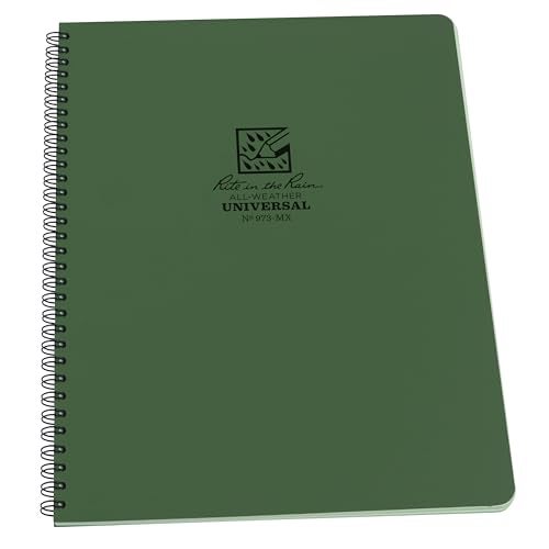 Rite in the Rain دفتر ملاحظات جانبي مقاوم للعوامل الجوية من رايت إن ذا رين، 8.5" × 11"، غلاف أخضر، نمط صفحة عالمي (رقم 973-MX) - Image 1