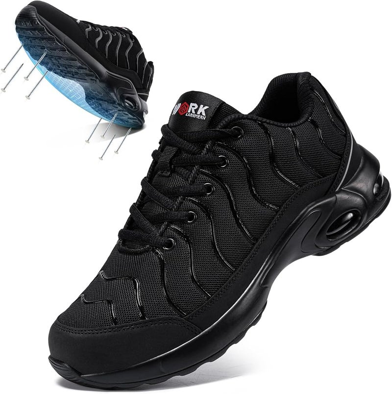 LARNMERN Puncture Proof Cushioned Steel Toe Shoes for Men, Dark, 17 Women/15 Men - Image 1