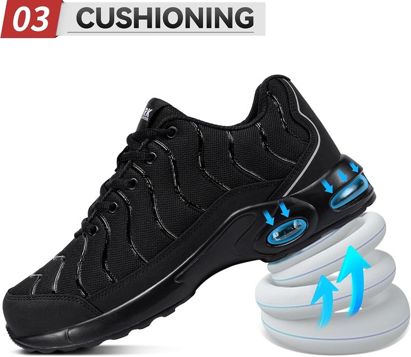 LARNMERN Puncture Proof Cushioned Steel Toe Shoes for Men, Dark, 17 Women/15 Men - Image 4