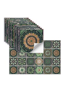 24 PCS Peel and Stick Backsplash Tile, Mandala Art Glossy Wall Stickers Tiles, Waterproof Oil Proof Removable Decals, for Bathroom & Kitchen Backsplash (6x6 inch, Geometric Shapes Pattern, Green) - pzsku/Z2D6854BBE9566F4C3FA6Z/45/_/1721550617/ce74acdc-6707-4cb2-9103-15ad8d4ffb32