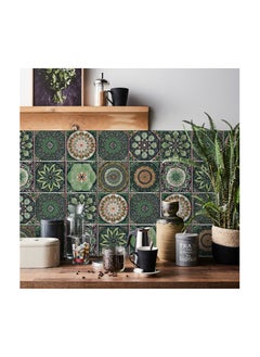 24 PCS Peel and Stick Backsplash Tile, Mandala Art Glossy Wall Stickers Tiles, Waterproof Oil Proof Removable Decals, for Bathroom & Kitchen Backsplash (6x6 inch, Geometric Shapes Pattern, Green) - pzsku/Z2D6854BBE9566F4C3FA6Z/45/_/1721550624/414b3c56-0d9f-4b74-852d-b899d4174843