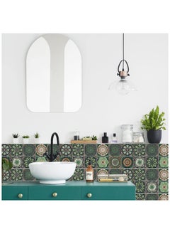 24 PCS Peel and Stick Backsplash Tile, Mandala Art Glossy Wall Stickers Tiles, Waterproof Oil Proof Removable Decals, for Bathroom & Kitchen Backsplash (6x6 inch, Geometric Shapes Pattern, Green) - pzsku/Z2D6854BBE9566F4C3FA6Z/45/_/1721550628/ab37effb-4522-482c-b1c8-31099905656d