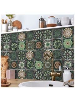 24 PCS Peel and Stick Backsplash Tile, Mandala Art Glossy Wall Stickers Tiles, Waterproof Oil Proof Removable Decals, for Bathroom & Kitchen Backsplash (6x6 inch, Geometric Shapes Pattern, Green) - pzsku/Z2D6854BBE9566F4C3FA6Z/45/_/1721550629/d2e0e97d-eaad-4162-8728-aa7b28f28637