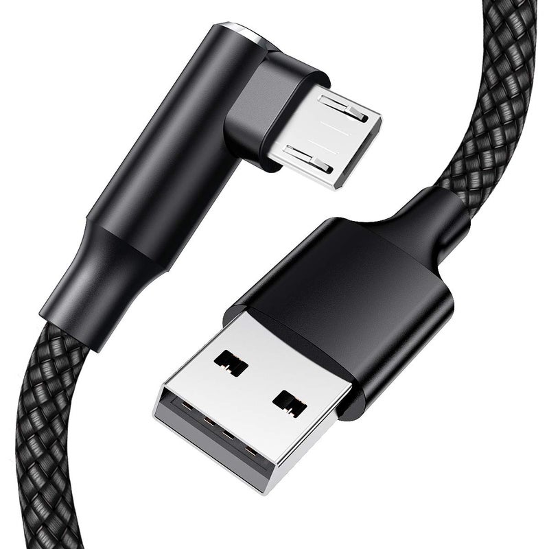 ايوونو كابل Micro USB بزاوية 90 درجة [عبوة من 2 بطول 10 أقدام] لأجهزة Fire 7 HD8، وأجهزة سامسونج اللوحية، وGalaxy S7 S6 Edge J8 J7، وXbox One، وأجهزة تحكم PS4، والكاميرا والمزيد – كابل شحن Micro USB بزاوية قائمة - Image 1