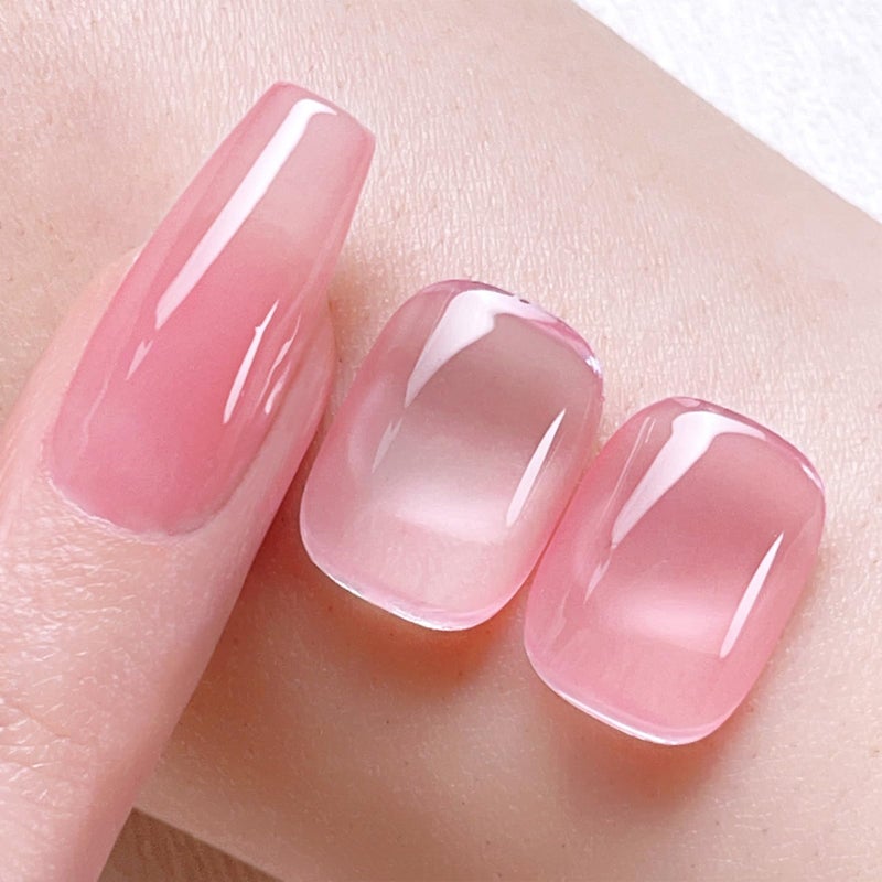 Born Pretty Jelly Pink Gel Nail Polish Milky Sheer Translucent Neutral Pink Gel Polish Hema-Free Soak Off Nail Art Gel 0.5 Fl Oz - Image 5