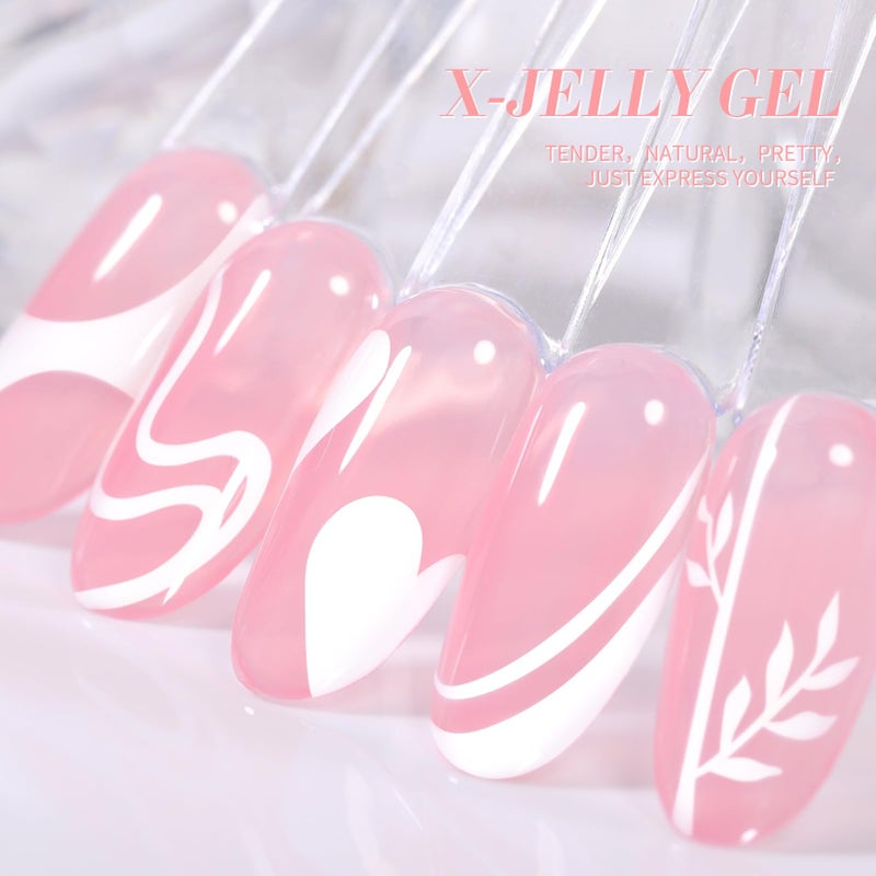 Born Pretty Jelly Pink Gel Nail Polish Milky Sheer Translucent Neutral Pink Gel Polish Hema-Free Soak Off Nail Art Gel 0.5 Fl Oz - Image 2
