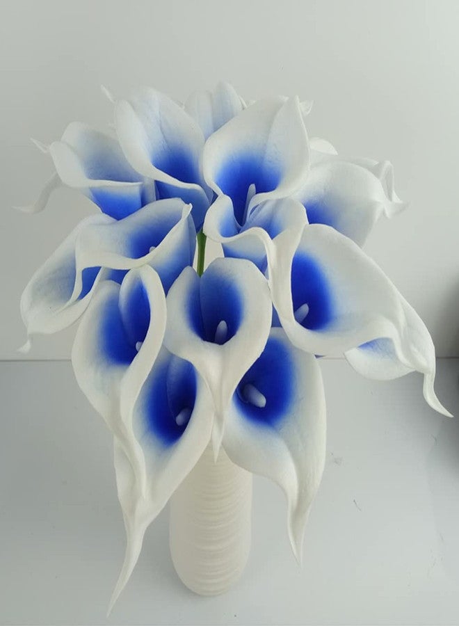 Wuudi 20pcs Calla Lily Bridal Wedding Bouquet head Latex Real Touch Flower Bouquets (Blue core white) - Image 2