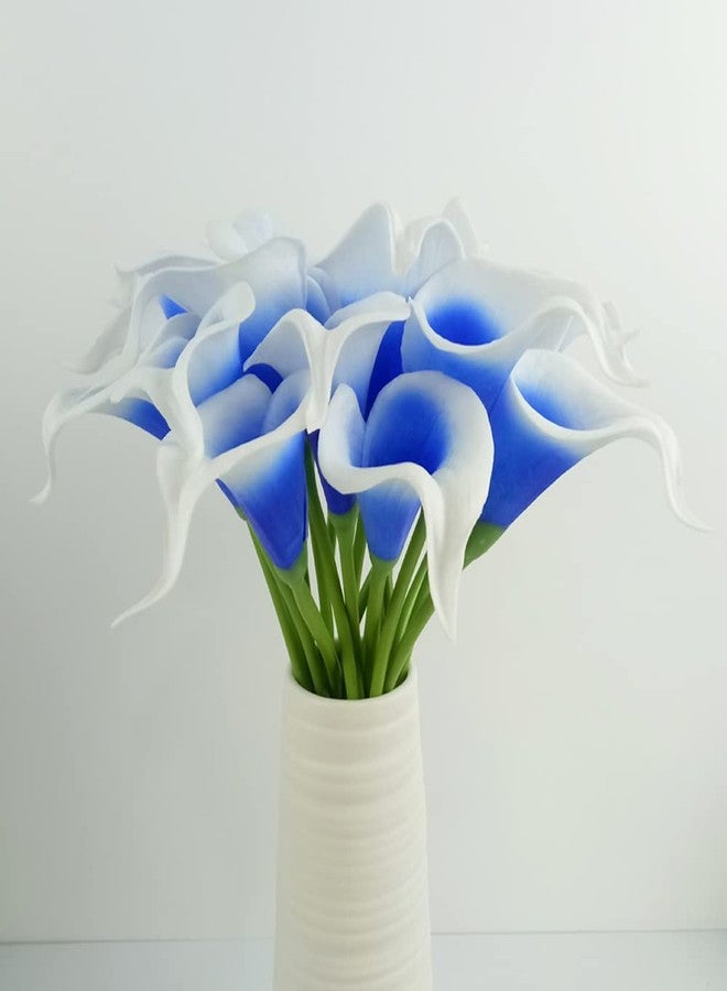 Wuudi 20pcs Calla Lily Bridal Wedding Bouquet head Latex Real Touch Flower Bouquets (Blue core white) - Image 3