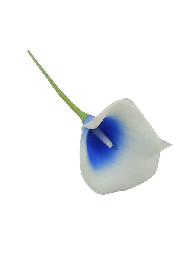 Wuudi 20pcs Calla Lily Bridal Wedding Bouquet head Latex Real Touch Flower Bouquets (Blue core white) - Image 4